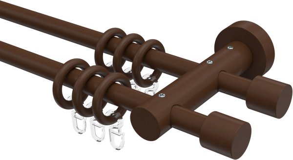 Gardinenstange Holz 16 mm Ø 2-läufig ADRIAN - Pin Nussbaum lackiert