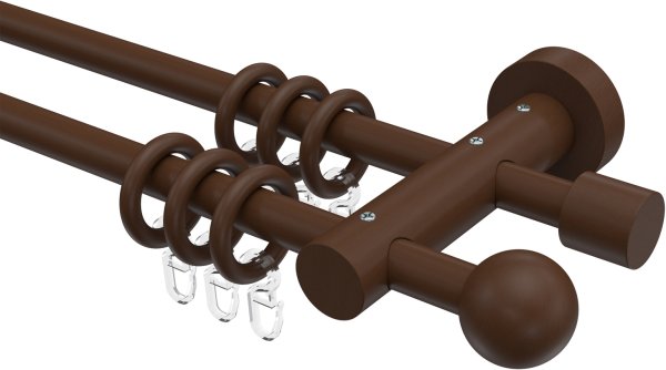 Gardinenstange Holz 16 mm Ø 2-läufig ADRIAN - Geo Nussbaum lackiert 100 cm