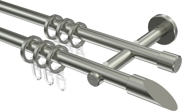 Gardinenstange Edelstahl 16 mm Ø 2-läufig MEDIUM - Santoni 100 cm
