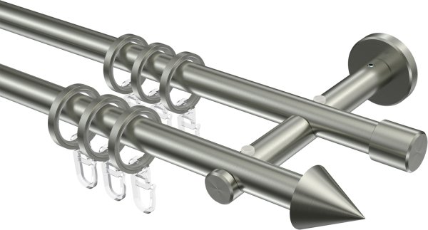 Gardinenstange Edelstahl 16 mm Ø 2-läufig MEDIUM - Scarano 100 cm