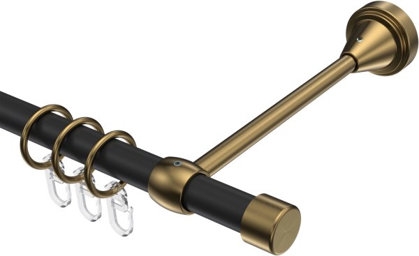Gardinenstange Metall 16 mm Ø PRIMUS - Lucan Schwarz / Messing Antik 100 cm