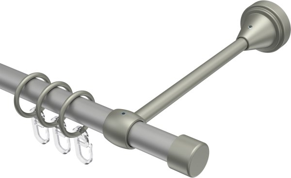 Gardinenstange Metall 16 mm Ø PRIMUS - Lucan Silbergrau / Chrom matt 100 cm