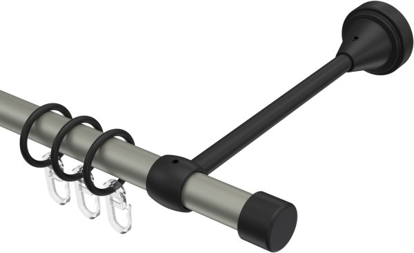 Gardinenstange Metall 16 mm Ø PRIMUS - Lucan Chrom matt / Schwarz 100 cm