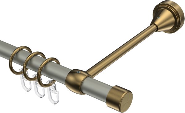 Gardinenstange Metall 16 mm Ø PRIMUS - Lucan Chrom matt / Messing Antik 100 cm