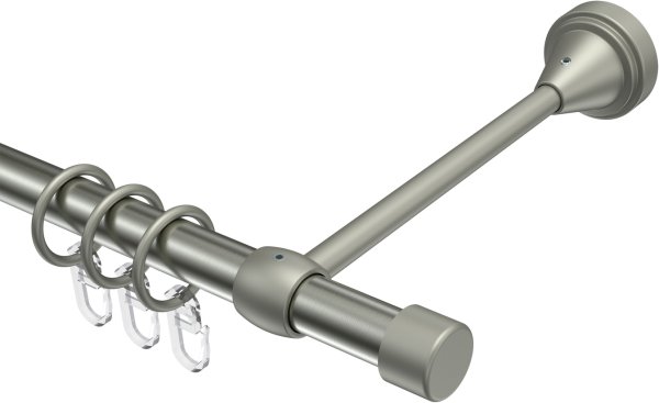 Gardinenstange Metall 16 mm Ø PRIMUS - Lucan Edelstahl-Optik / Chrom matt 100 cm