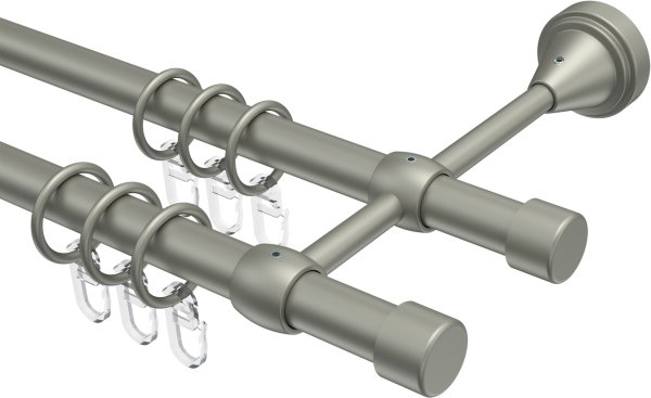 Gardinenstange Metall 16 mm Ø 2-läufig PRIMUS - Lucan Chrom matt 100 cm