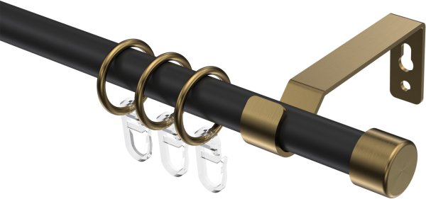 Gardinenstange Metall 16 mm Ø OLYMP - Lucan Schwarz / Messing Antik 100 cm