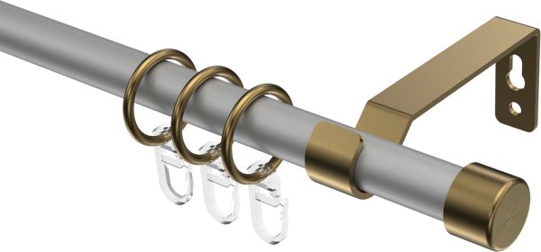 Gardinenstange Metall 16 mm Ø OLYMP - Lucan Silbergrau / Messing Antik 100 cm