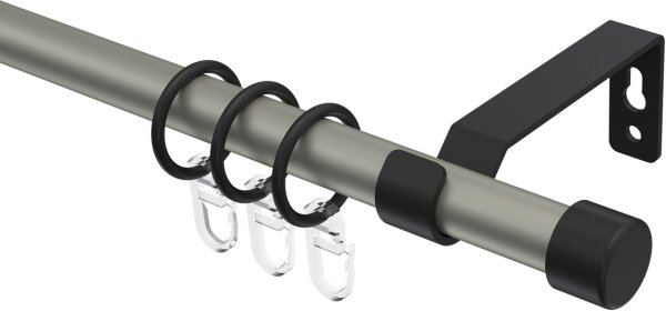 Gardinenstange Metall 16 mm Ø OLYMP - Lucan Chrom matt / Schwarz 100 cm