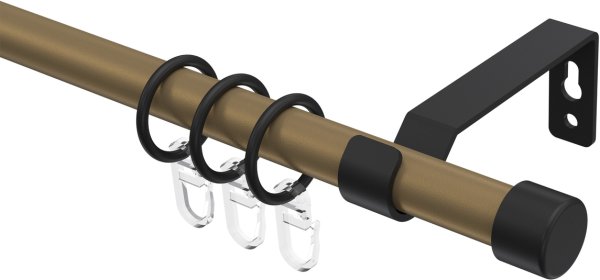 Gardinenstange Metall 16 mm Ø OLYMP - Lucan Gold matt / Schwarz 100 cm