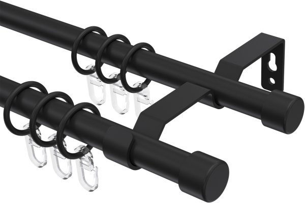 Gardinenstange Metall 16 mm Ø 2-läufig OLYMP - Lucan Schwarz 100 cm