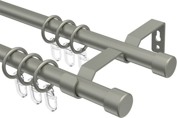 Gardinenstange Metall 16 mm Ø 2-läufig OLYMP - Lucan Chrom matt 100 cm