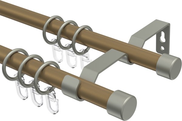 Gardinenstange Metall 16 mm Ø 2-läufig OLYMP - Lucan Gold matt / Chrom matt 100 cm