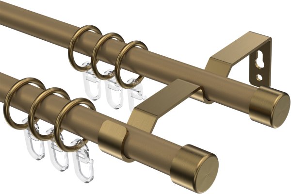 Gardinenstange Metall 16 mm Ø 2-läufig OLYMP - Lucan Gold matt / Messing Antik 100 cm