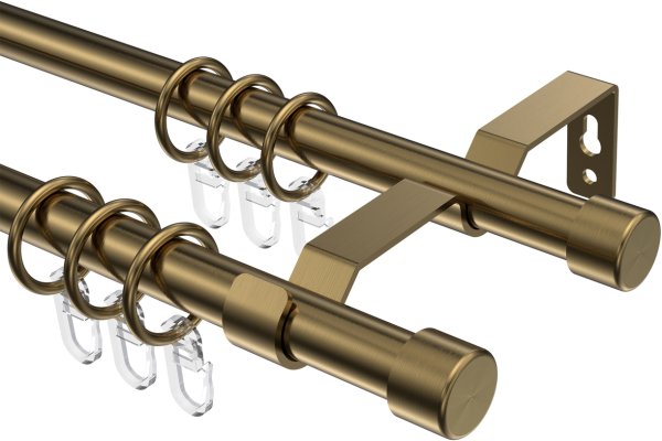 Gardinenstange Metall 16 mm Ø 2-läufig OLYMP - Lucan Messing Antik 100 cm