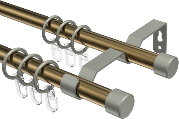 Gardinenstange Metall 16 mm Ø 2-läufig OLYMP - Lucan Messing Antik / Chrom matt 100 cm