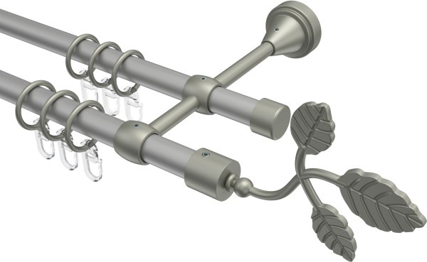 Gardinenstange Metall 16 mm Ø 2-läufig PRIMUS - Alessia Silbergrau / Chrom matt 100 cm