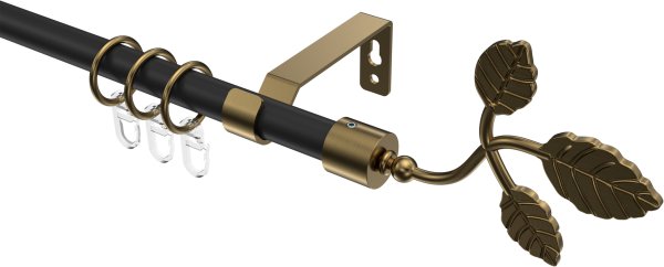 Gardinenstange Metall 16 mm Ø OLYMP - Alessia Schwarz / Messing Antik 100 cm