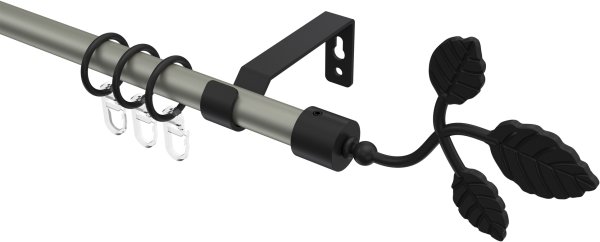 Gardinenstange Metall 16 mm Ø OLYMP - Alessia Chrom matt / Schwarz 100 cm