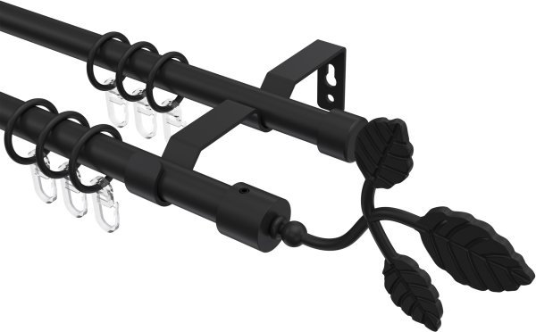 Gardinenstange Metall 16 mm Ø 2-läufig OLYMP - Alessia Schwarz 100 cm