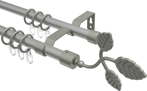 Gardinenstange Metall 16 mm Ø 2-läufig OLYMP - Alessia Silbergrau / Chrom matt 100 cm