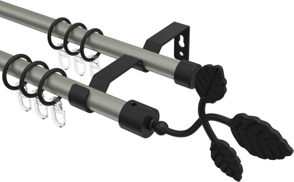 Gardinenstange Metall 16 mm Ø 2-läufig OLYMP - Alessia Chrom matt / Schwarz 100 cm