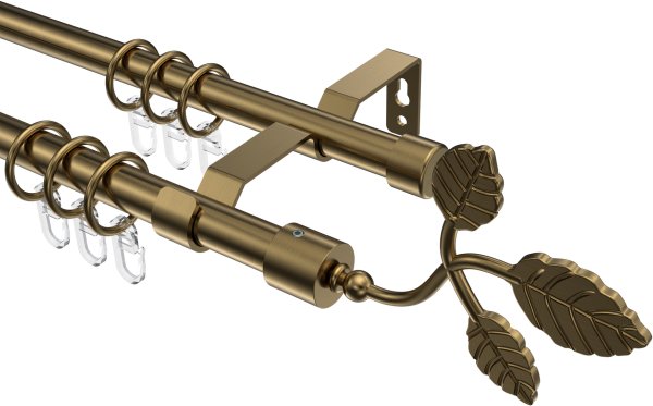 Gardinenstange Metall 16 mm Ø 2-läufig OLYMP - Alessia Messing Antik 100 cm