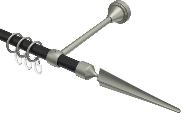 Gardinenstange Metall 16 mm Ø PRIMUS - Lorenzo Schwarz / Chrom matt 100 cm