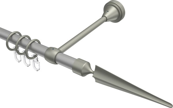 Gardinenstange Metall 16 mm Ø PRIMUS - Lorenzo Silbergrau / Chrom matt 100 cm