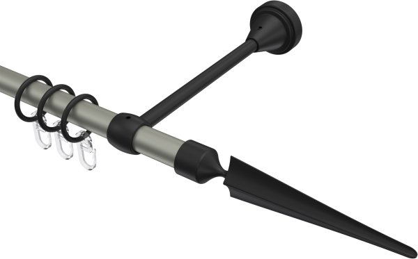 Gardinenstange Metall 16 mm Ø PRIMUS - Lorenzo Chrom matt / Schwarz 100 cm