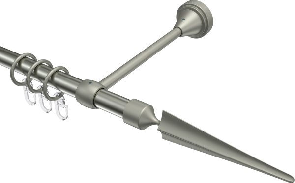 Gardinenstange Metall 16 mm Ø PRIMUS - Lorenzo Edelstahl-Optik / Chrom matt 100 cm