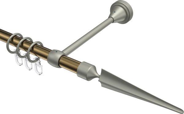 Gardinenstange Metall 16 mm Ø PRIMUS - Lorenzo Messing Antik / Chrom matt 100 cm