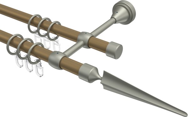 Gardinenstange Metall 16 mm Ø 2-läufig PRIMUS - Lorenzo Gold matt / Chrom matt 100 cm