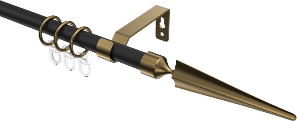 Gardinenstange Metall 16 mm Ø OLYMP - Lorenzo Schwarz / Messing Antik 100 cm