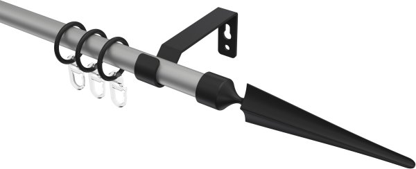 Gardinenstange Metall 16 mm Ø OLYMP - Lorenzo Silbergrau / Schwarz 100 cm