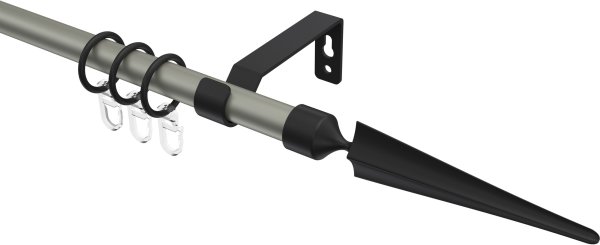 Gardinenstange Metall 16 mm Ø OLYMP - Lorenzo Chrom matt / Schwarz 100 cm