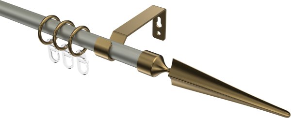 Gardinenstange Metall 16 mm Ø OLYMP - Lorenzo Chrom matt / Messing Antik 100 cm