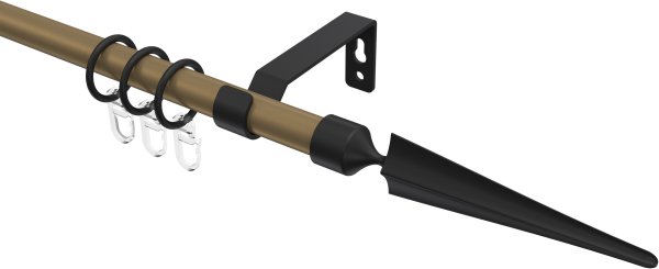 Gardinenstange Metall 16 mm Ø OLYMP - Lorenzo Gold matt / Schwarz 100 cm