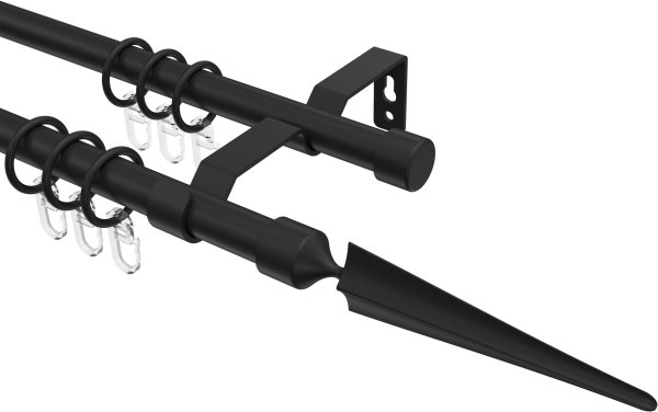 Gardinenstange Metall 16 mm Ø 2-läufig OLYMP - Lorenzo Schwarz 100 cm