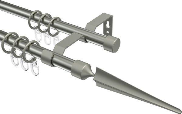 Gardinenstange Metall 16 mm Ø 2-läufig OLYMP - Lorenzo Edelstahl-Optik / Chrom matt 100 cm
