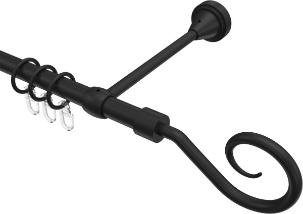 Gardinenstange Metall 16 mm Ø PRIMUS - Allegra Schwarz 100 cm