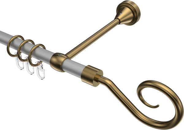 Gardinenstange Metall 16 mm Ø PRIMUS - Allegra Silbergrau / Messing Antik 100 cm