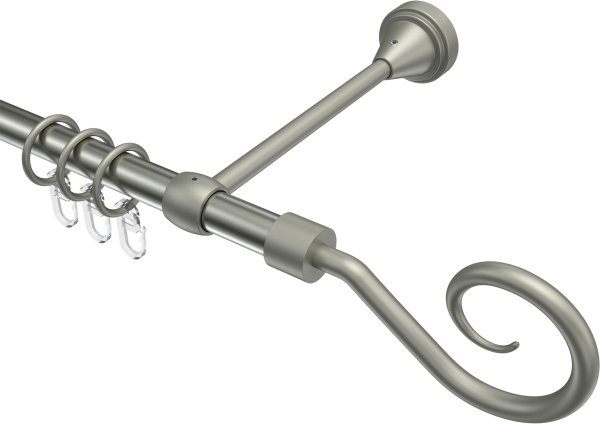 Gardinenstange Metall 16 mm Ø PRIMUS - Allegra Edelstahl-Optik / Chrom matt 100 cm