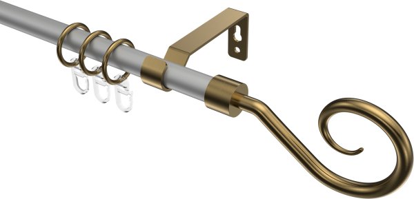 Gardinenstange Metall 16 mm Ø OLYMP - Allegra Silbergrau / Messing Antik 100 cm