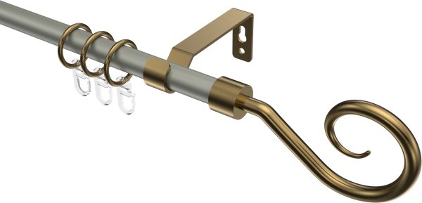 Gardinenstange Metall 16 mm Ø OLYMP - Allegra Chrom matt / Messing Antik 100 cm