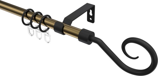 Gardinenstange Metall 16 mm Ø OLYMP - Allegra Messing Antik / Schwarz 100 cm