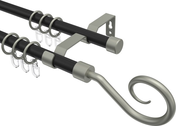 Gardinenstange Metall 16 mm Ø 2-läufig OLYMP - Allegra Schwarz / Chrom matt 100 cm