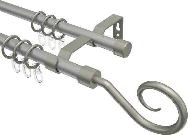 Gardinenstange Metall 16 mm Ø 2-läufig OLYMP - Allegra Silbergrau / Chrom matt 100 cm