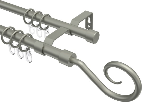 Gardinenstange Metall 16 mm Ø 2-läufig OLYMP - Allegra Chrom matt 100 cm