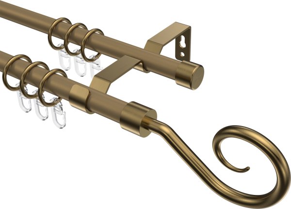 Gardinenstange Metall 16 mm Ø 2-läufig OLYMP - Allegra Gold matt / Messing Antik 100 cm